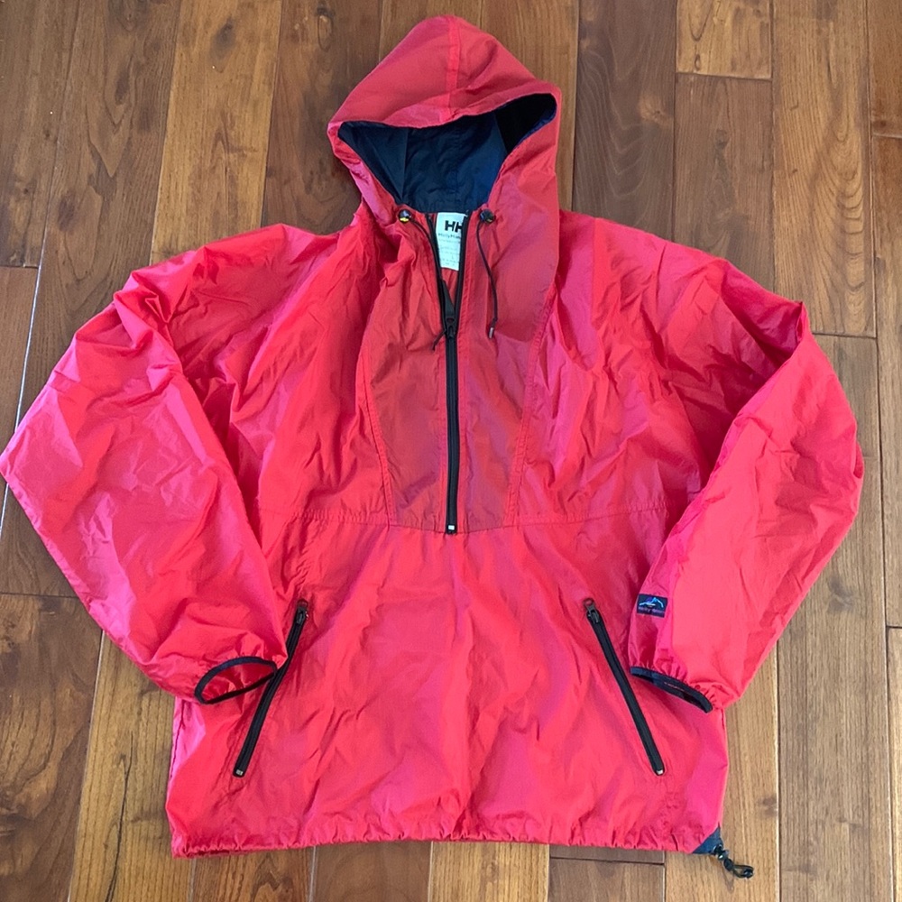 Helly Hansen Windbreaker Size L Red half Zip Nylon Outer Shell zip Pockets